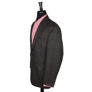 Jos. A. Bank Mens Glen Plaid Tweed Brown/Black Sport Coat Blazer Jacket 42L